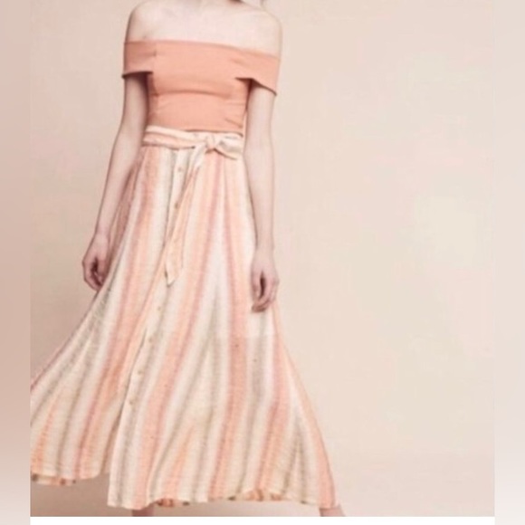 Anthropologie Dresses & Skirts - Anthropology Tregene Linen Lined Skirt Mid Length Size Medium
